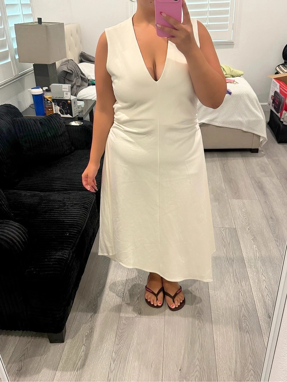 COS Sleeveless Midi Dress in White Size L NWT